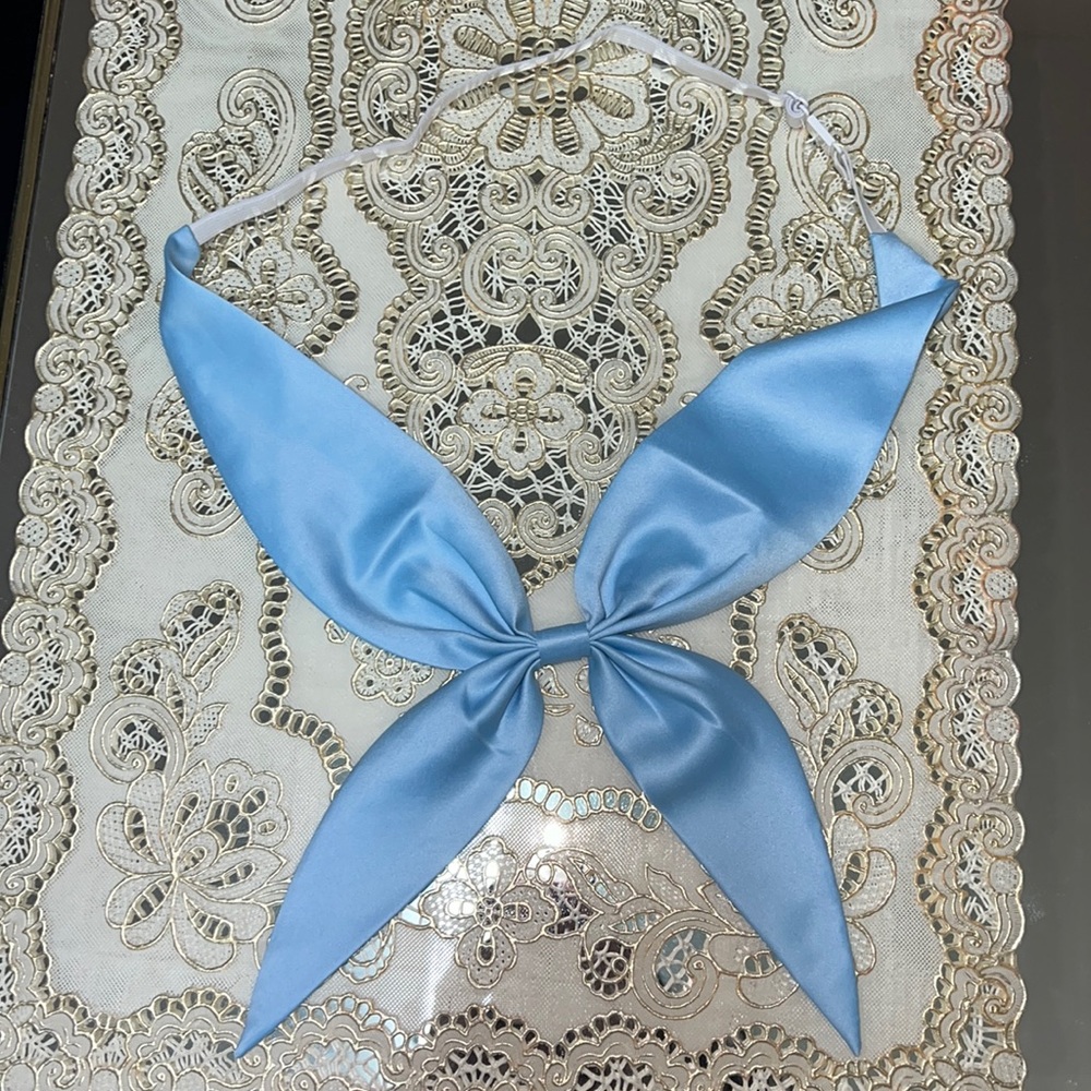 Blue satin bow